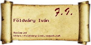 Földváry Iván névjegykártya